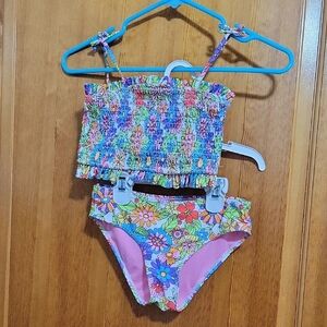Colorful Floral Two-Piece Swimsuit